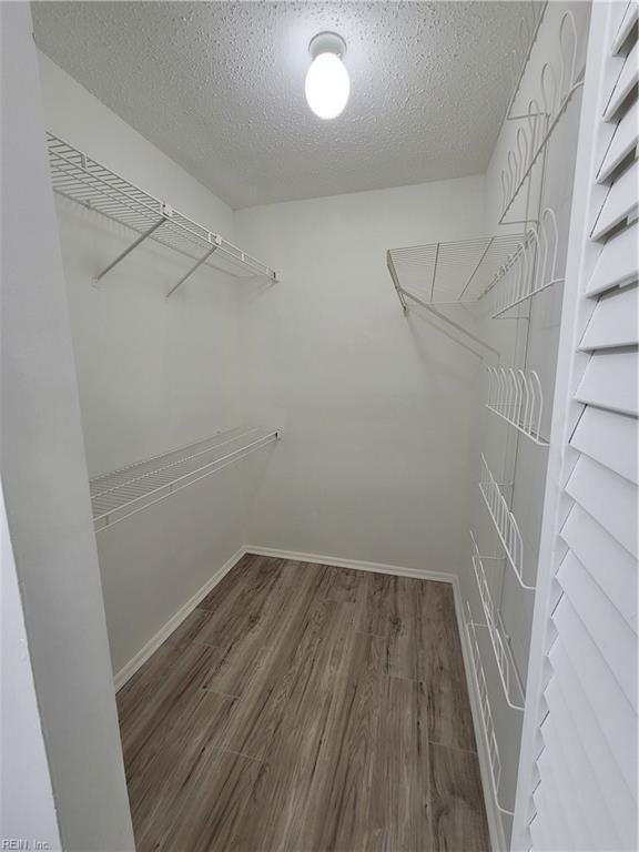 walk in closet with hardwood / wood-style flooring