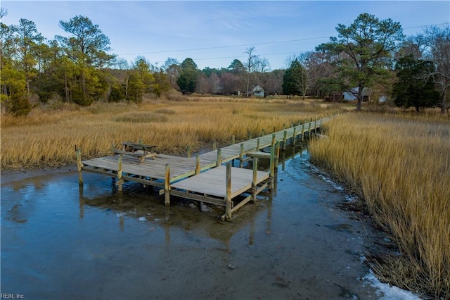 view of dock featuring a water view