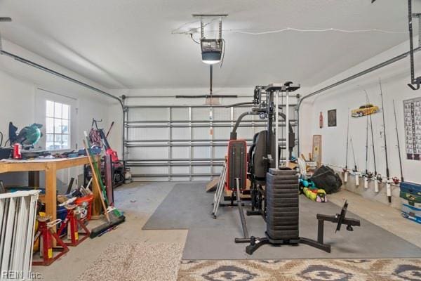 garage with a garage door opener