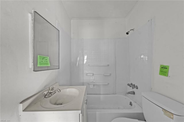 full bathroom with vanity, shower / bathtub combination, and toilet