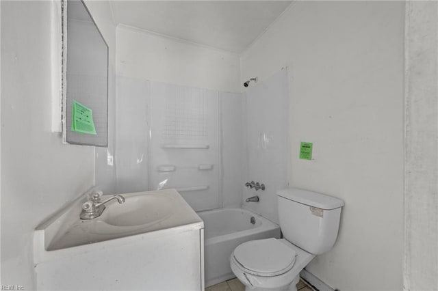 full bathroom featuring vanity,  shower combination, and toilet