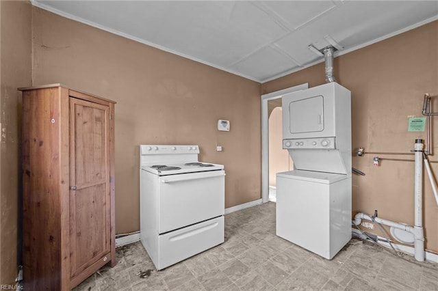 laundry room featuring stacked washer and dryer