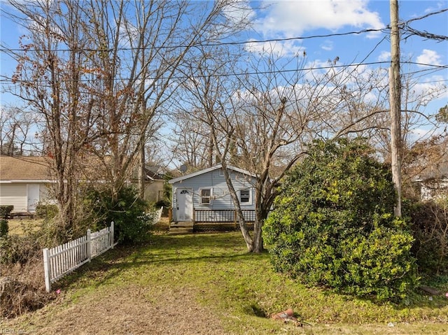 view of yard with a wooden deck