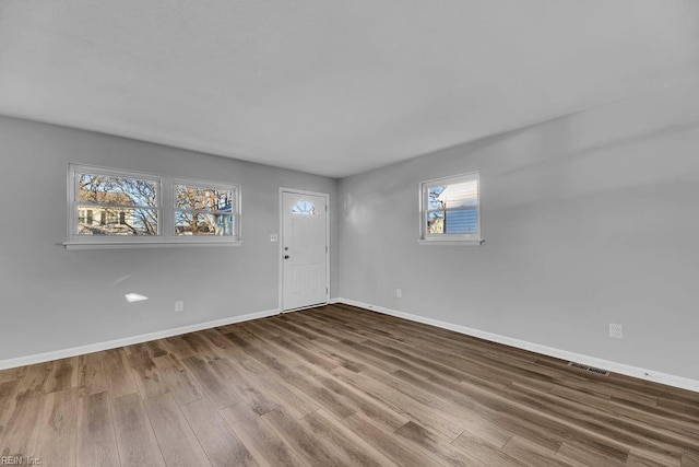 entryway with wood-type flooring