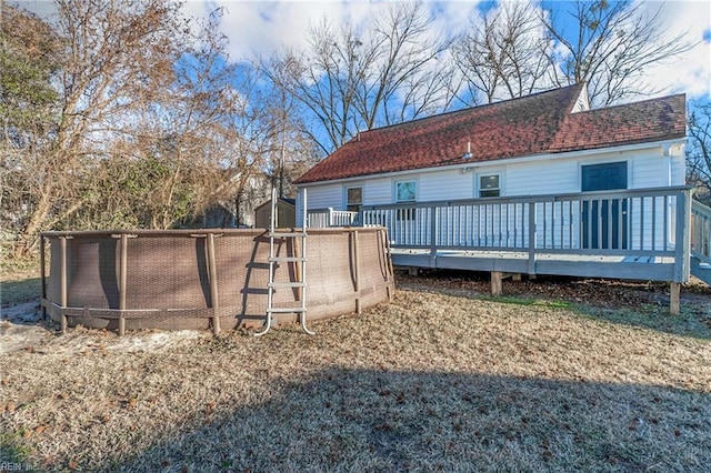 view of yard with a wooden deck