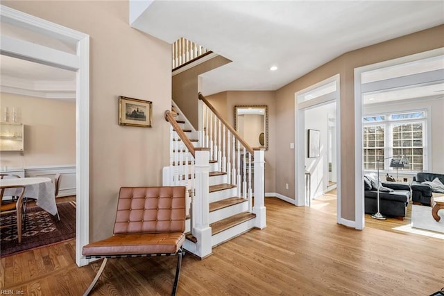 entrance foyer with light wood-type flooring