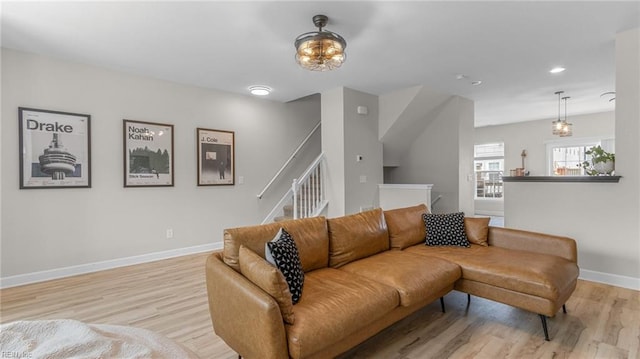 living room featuring light wood-type flooring