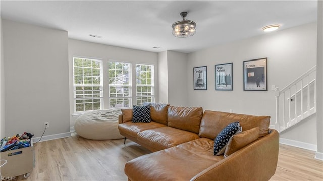 living room featuring light hardwood / wood-style flooring