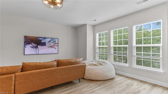 living room featuring light hardwood / wood-style flooring