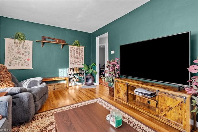 living room with wood-type flooring