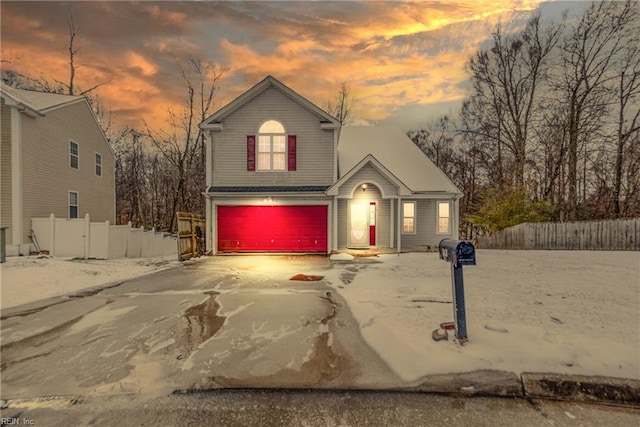 view of property with a garage