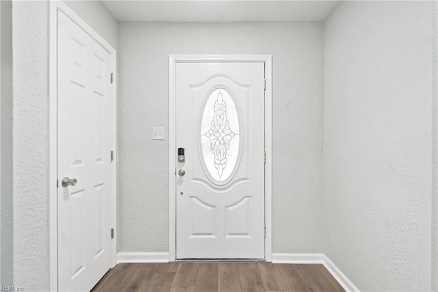 foyer entrance with dark hardwood / wood-style floors