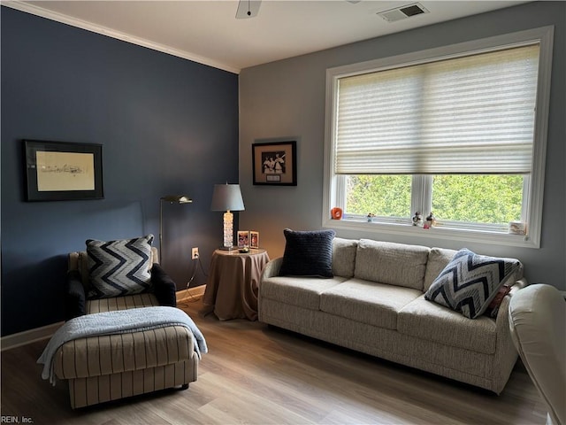 living room with light hardwood / wood-style floors