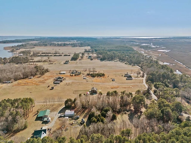 bird's eye view with a rural view and a water view