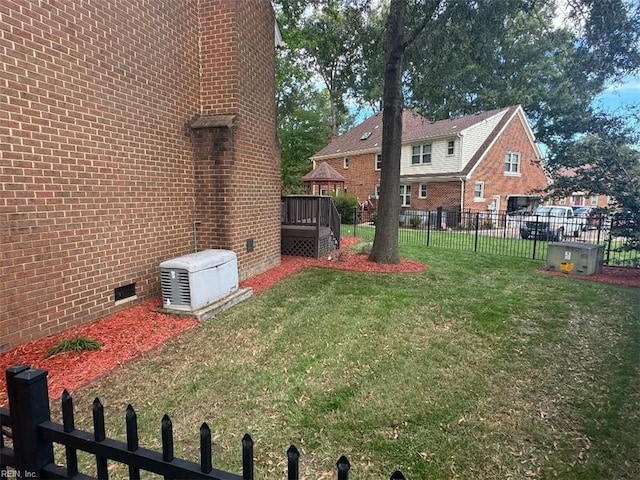 view of yard with a wooden deck