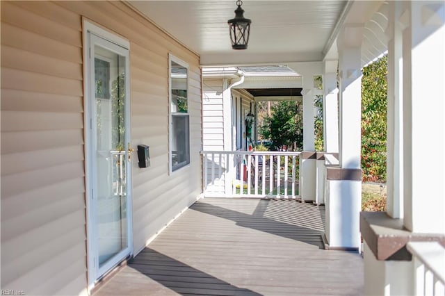 deck featuring a porch