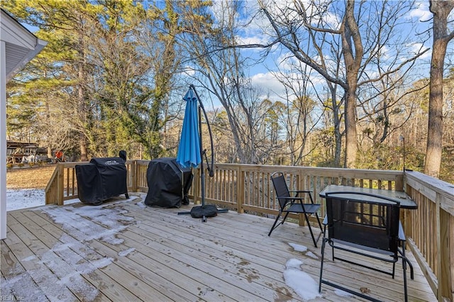 deck featuring area for grilling