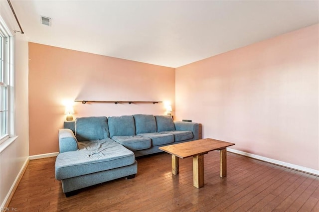 living room with hardwood / wood-style flooring