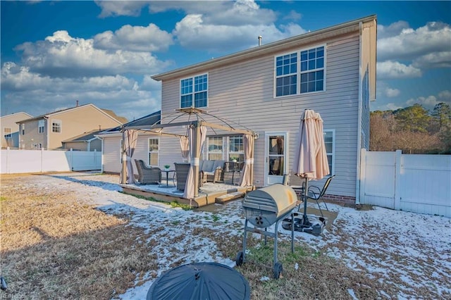 view of snow covered property