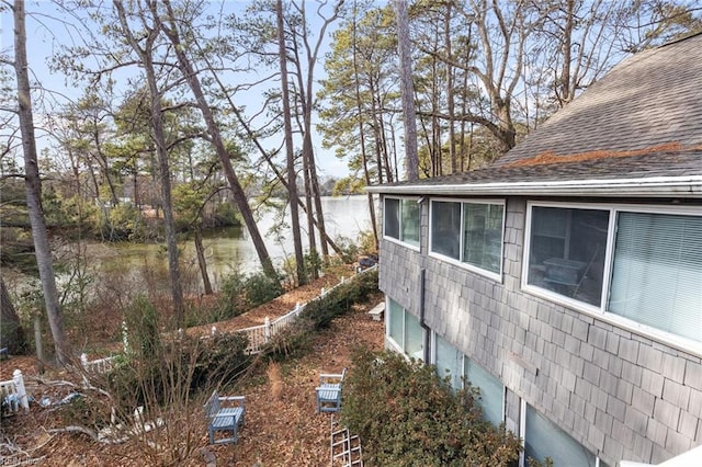 view of side of property featuring a water view