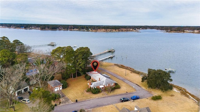 bird's eye view featuring a water view