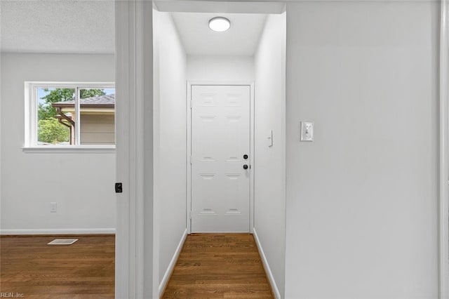 doorway to outside with dark hardwood / wood-style floors