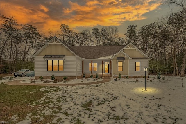 view of modern inspired farmhouse