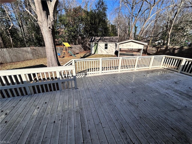 deck featuring a playground