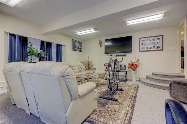 living room featuring carpet floors