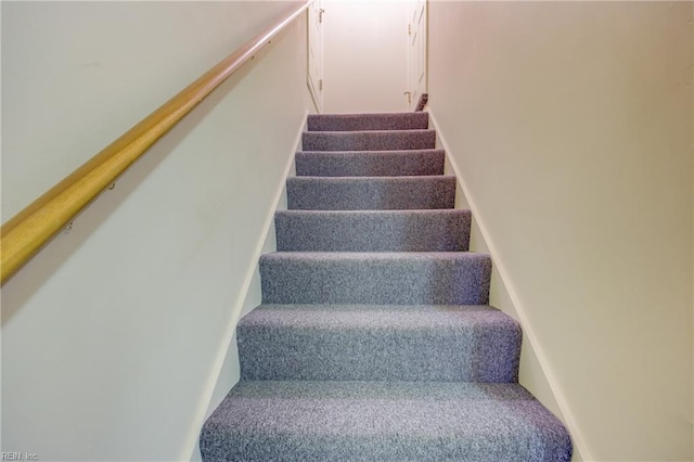 stairway with carpet flooring