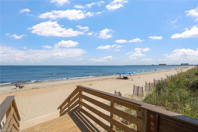 property view of water with a beach view