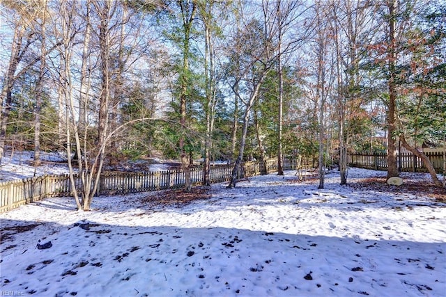 view of yard covered in snow