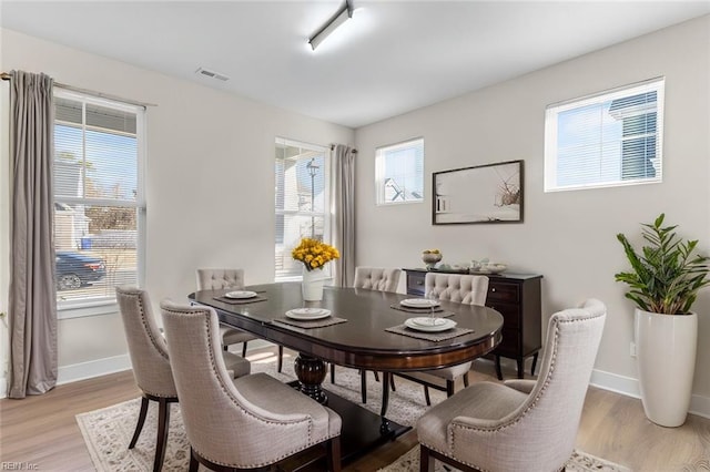 dining room featuring a healthy amount of sunlight and light wood-type flooring