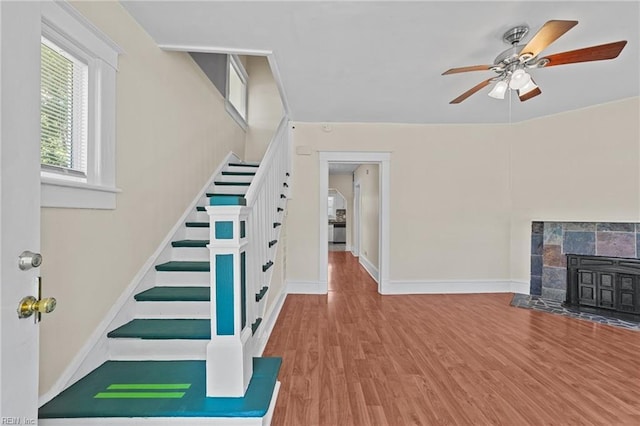 interior space featuring ceiling fan and wood-type flooring