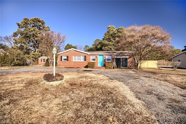 view of single story home