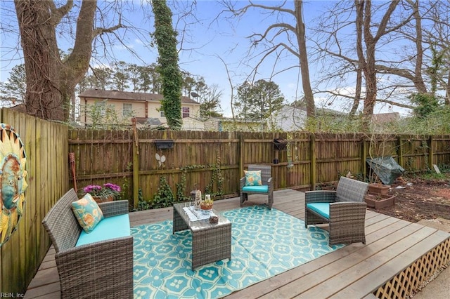 deck featuring an outdoor living space