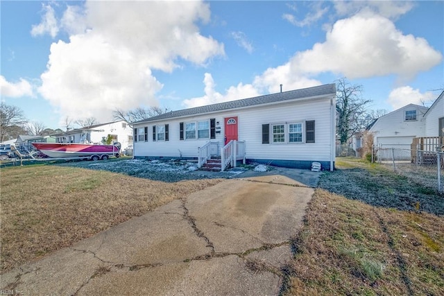 view of front of home with a front yard