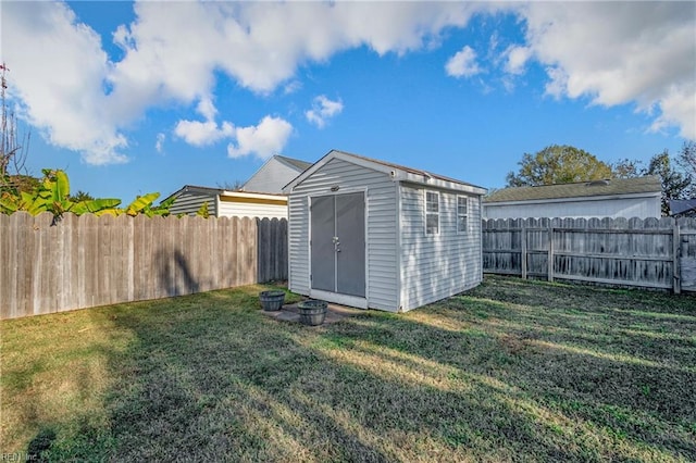 view of outdoor structure featuring a yard