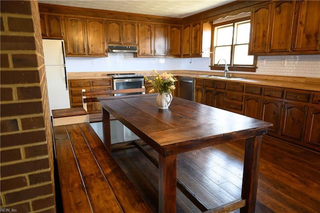 kitchen featuring sink, dark hardwood / wood-style floors, and stainless steel appliances