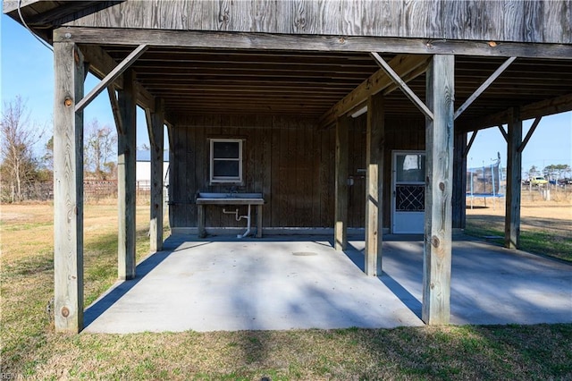 view of patio with a trampoline