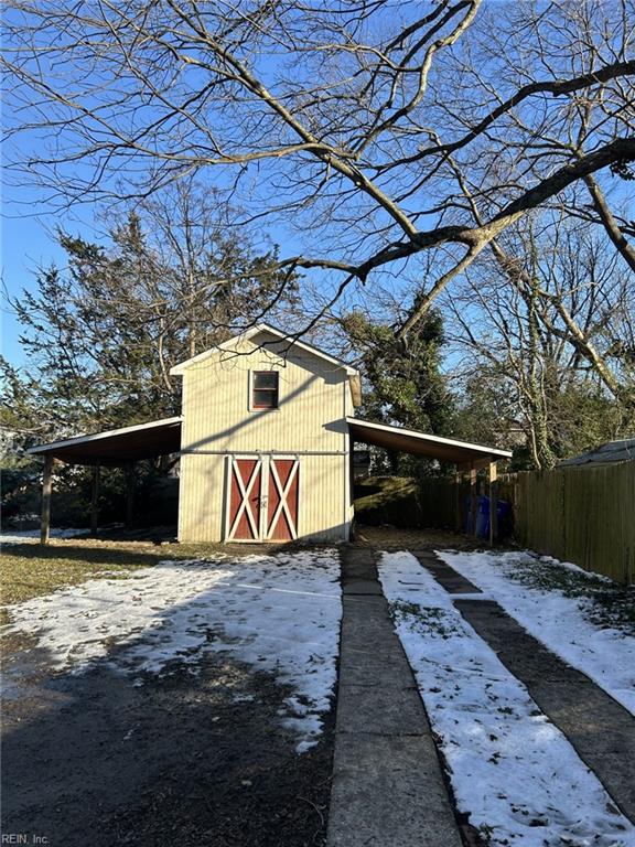 view of snow covered structure