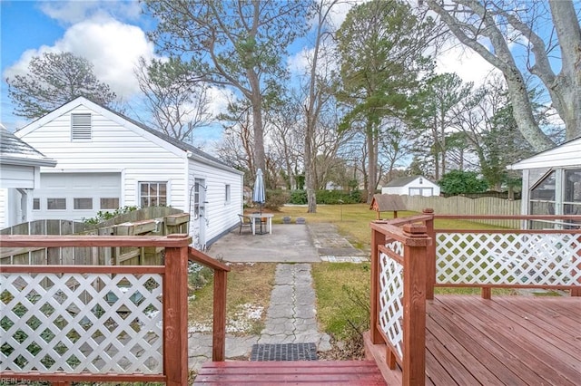 deck featuring a patio area