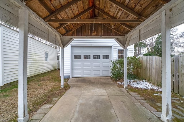 garage with a carport