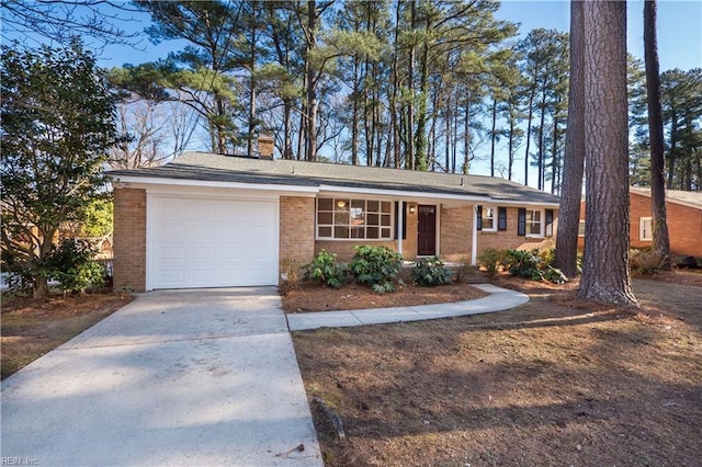 single story home with a garage