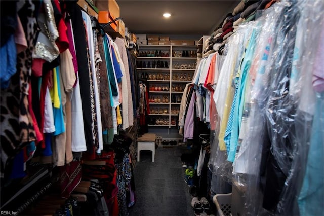 spacious closet featuring carpet flooring