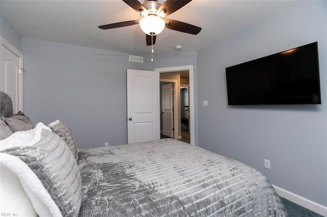 bedroom with carpet and ceiling fan