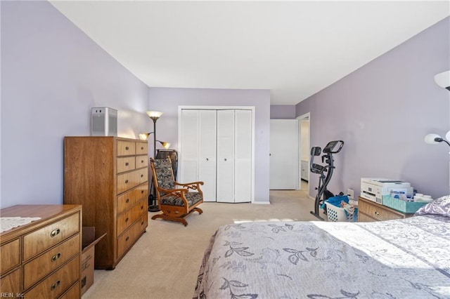 carpeted bedroom featuring a closet