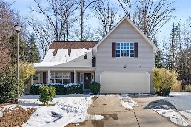 view of front facade with a garage