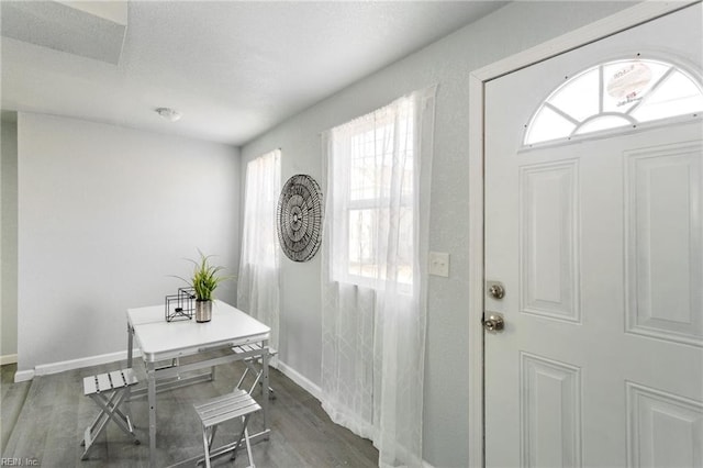 foyer with dark hardwood / wood-style flooring