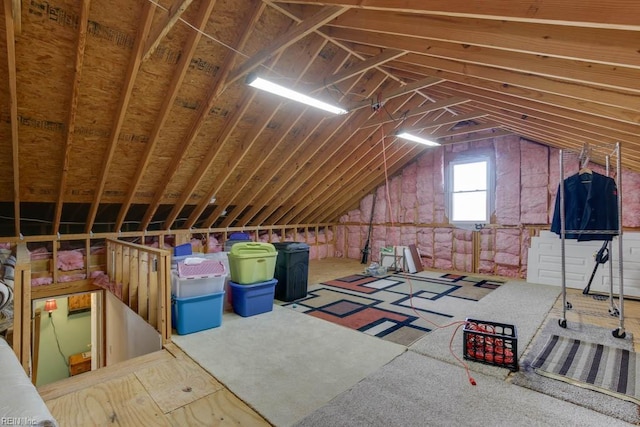 view of unfinished attic